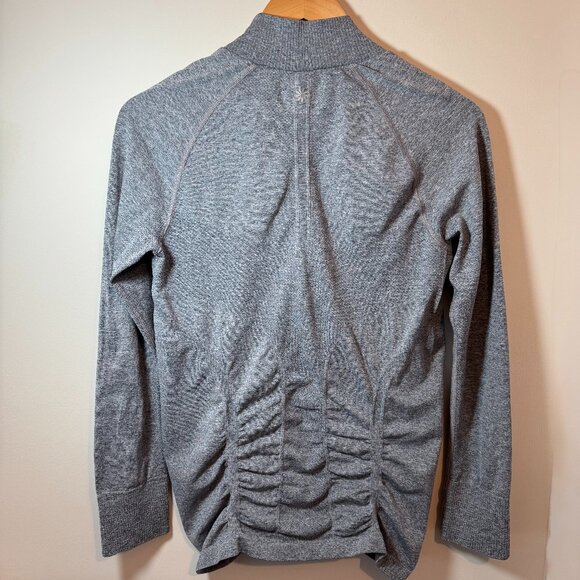 Athleta Fast Track 1/4 Zip Top Ruched Pullover in Flint Grey Heather, Size L - Picture 4 of 4
